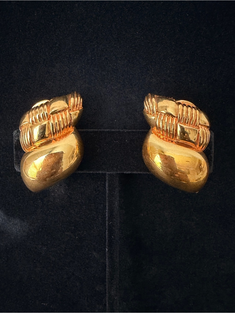 Auth Celine 1980s Runway Braided Clip-On Earrings